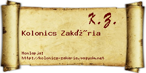 Kolonics Zakária névjegykártya